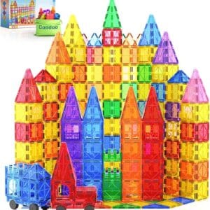 Home 100pcs magnetic tiles stem building toys set with 2 cars